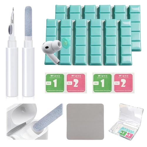 XAVURO Kit Nettoyage Multifonction 6 en 1 pour Airpods iPhone Clavier Appareil Photo PC, Nettoyeur Écran et Écouteurs avec Stylo Brosse Chiffon Microfibre et Pâte Nettoyante