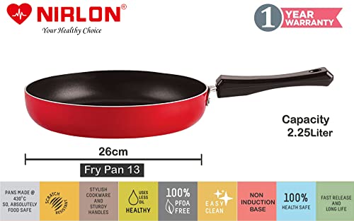Image of Nirlon Non Stick Aluminium Gas Compatible Kitchen Cooking Utensil Item Combo Set -4-Pieces (Flat Tawa|Fry Pan|Deep Kadhai(J)|1 Glass Lid)-32mm FT12 FP13 DKD(J) 1GLID