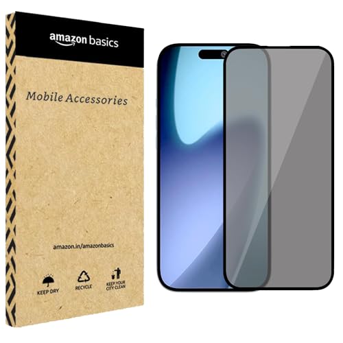 Image of amazon basics Edge to Edge Privacy Tempered Glass for iPhone 17 Air with Easy Self Installation Kit | Black