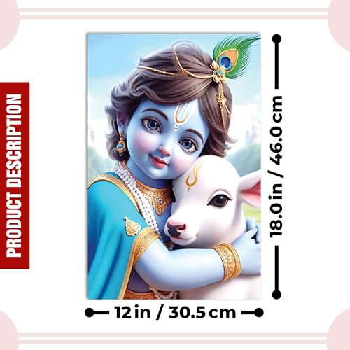 Image of Twinster Bal krishna Posters Photo for Pregnant Women, Baby Poster Self Adhesive (Size 45 cm by 30 cm) Pack of 1 (Design 13)
