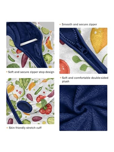 Various Vegetables Girls Fleece Jacket Girls Fall Jacket Boys Coats Zip Up Hoodie Children Sherpa Warm Outerwear 2-10T3