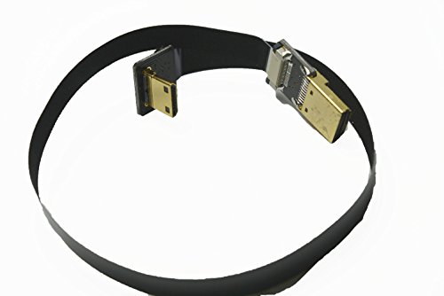 Black 80Cm Fpv Flat Ffc Hdmi Cable Mini Hdmi Male 90 Degree Angled To Standard Hdmi Normal Hdmi Full Hdmi For Canon 5D3 5D2 Panasonic Lumix Gh3 Gh2 Sony Nex 5N 5T 5R 7N #TOP4