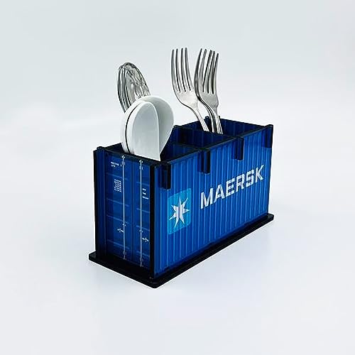 Image of Wooden Shipping Container Style Cutlery Holder for Dining Table, Spoon Stand, Dinner Table Organiser