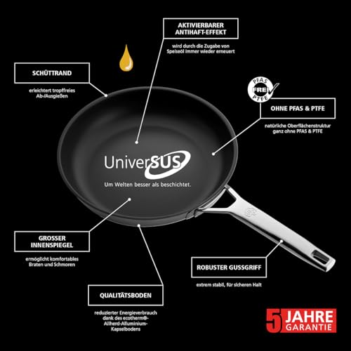 Poêle acier inoxydable Universus Schulte-Ufer pour cuisson saine - 6