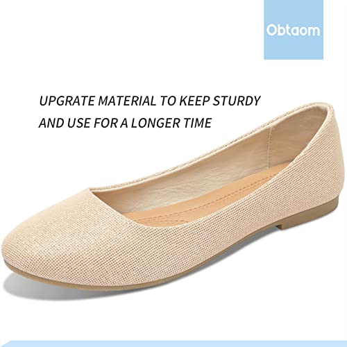 Image of Obtaom Round Toe Women Flat Shoes Slip on Girls Dress Black Ballet Flats