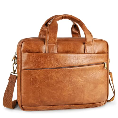 Kunstleder-Kuriertasche für Herren, 39,6 cm (15,6 Zoll), Laptoptasche, Aktentasche, Computer-Handtaschen, Schultertasche, Crossbody-Tasche mit gepolsterter Laptophülle für Arbeit, Uni, Reisen, PU