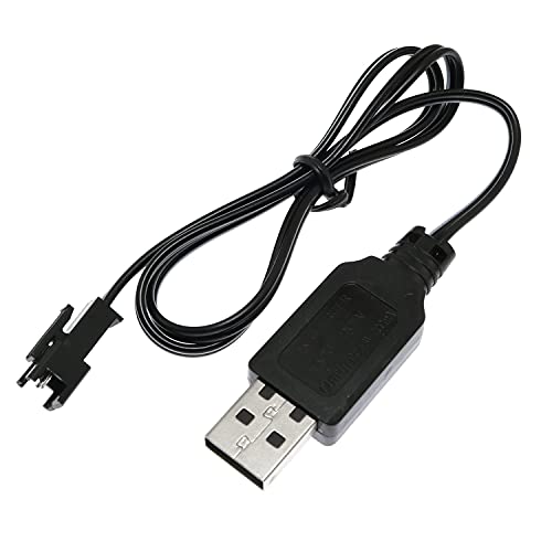 Maxmoral 1PC USB Charger Power Adapter Cable for 4.8V NiCd or NiMH Battery 1:18 4WD Off Road Car Vehicle SM 2P USB 4.8V 2