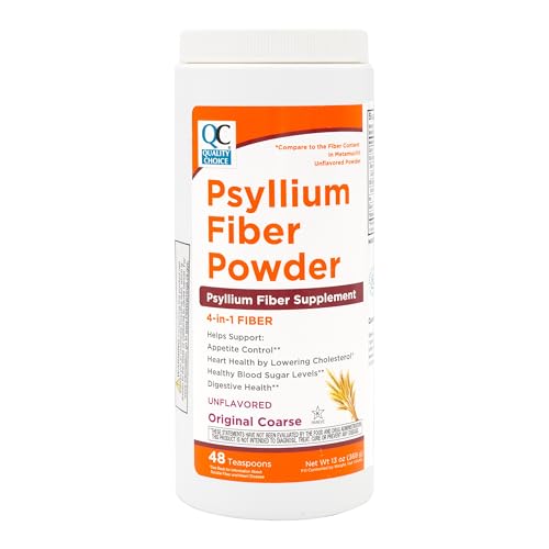 Quality Choice Psyllium Fiber Powder Original Formula 48 Doses for Daily Digestive System Support. Promotes Regularity with Gentle Soluble Fiber in Convenient Powder Formula