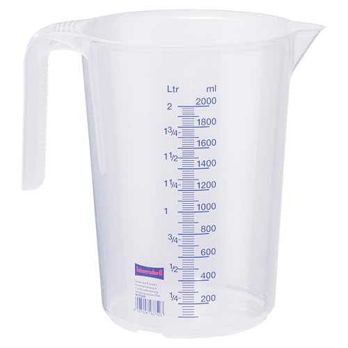 Récipient gradué 2 000 ML, PP, 2 échelles Transparent, poignée Ouvrir, empilable