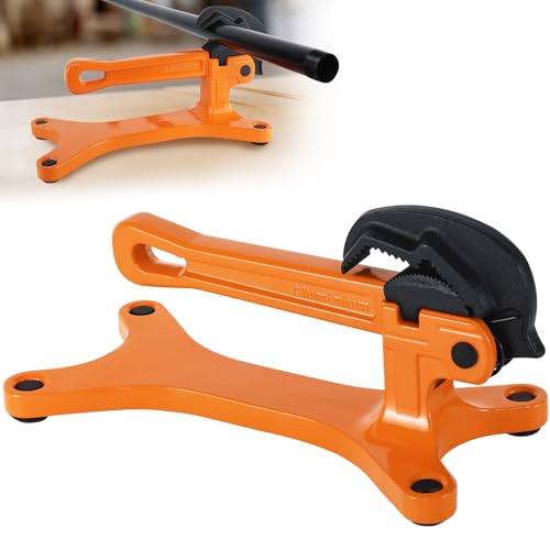 YHK Portable Pipe Vise Aluminum Lightweight Portable Pipe Vise for 1/8 to 1-1/2 Pipes Non Slip Clamp Jaw with Serrated Ideal for Plumbing Operations (Orange)