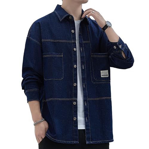 Maiyifu-GJ Men's Distressed Denim Jacket Cotton Lightweight Casual Button Down Trucker Jackets Biker Jean Coat Outerwear