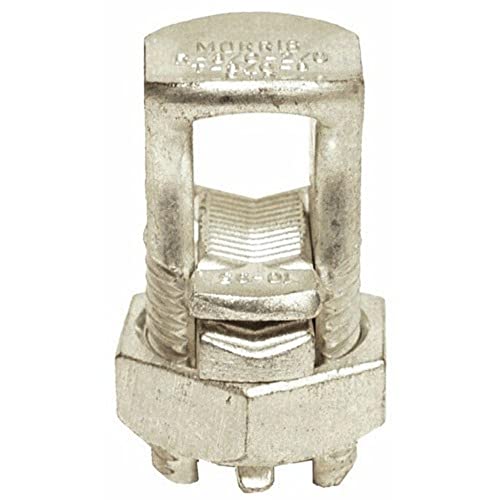 Morris Products 90422 Split Bolt Connector with Spacer, Dual Rate for Copper and Aluminum Conductors, 4/0 AWG, 4/0-4/0 Max Run to Max Tap, 500inlb Torque, 2-Pack