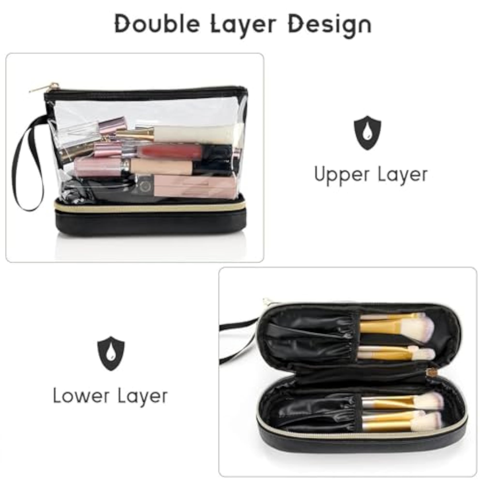 Clear PVC Travel Makeup Bag Portable, Waterproof Pouch, Green
