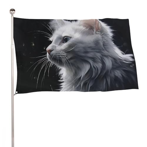 Bannière de décoration de jardin chat blanc pour sublimer votre cour de vacances