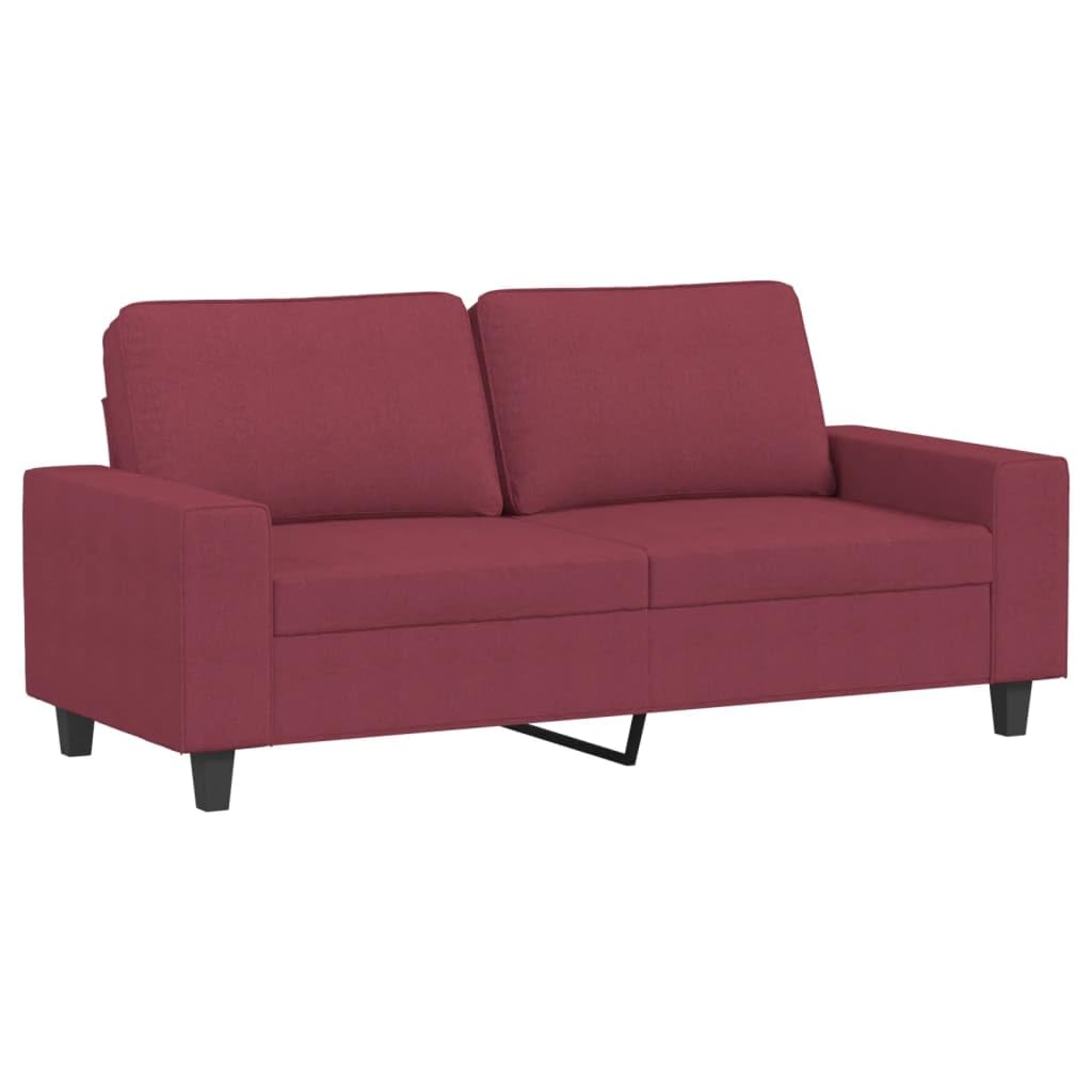 Juego de 3 piezas de sofá de tela burdeos - Cómodo sofá con sofá y reposapiés, acolchado grueso, estructura de madera contrachapada y metal, tejido resistente, soporta hasta 110 kg por asiento