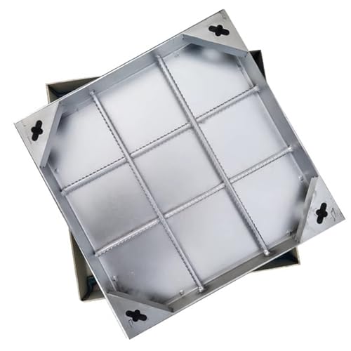 Invisible Square Manhole Cover with Base, Outside Metal Septic Tank Lid for Commercial Zone / Industrial Area / Pedestrian Street / Park Greening, Recessed Inspection Chamber Covers(50x50x8cm/19.7x19.
