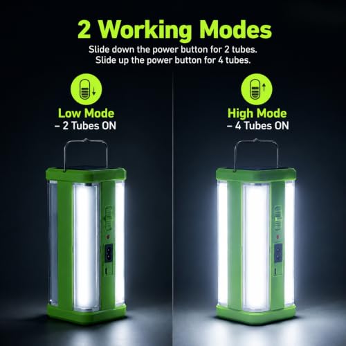 Image of WOZIT 4 Tube Tall Solar Rechargeable Emergency Light Lantern (Multicolor)