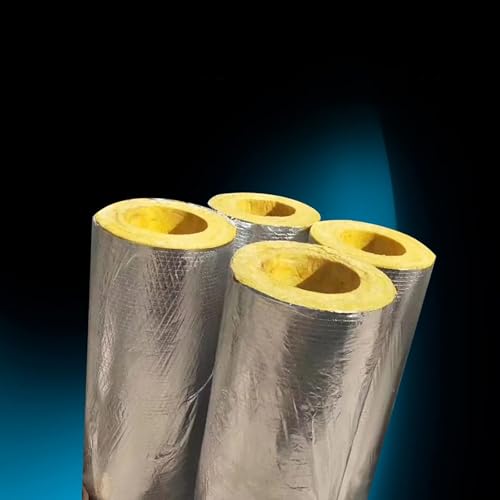 Tubo aislante de lana de vidrio,funda aislante de lana de roca con lámina de aluminio,tubo aislante for chimenea de caldera,resistente a la humedad y al calor,1m de longitud.(219mm,50MM)