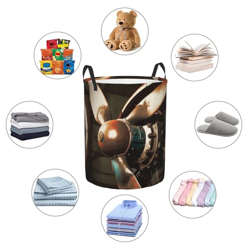 Grand panier à linge pliable vintage hélice d'avion sans s'affaisser