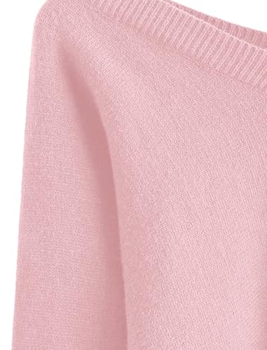 Image of ZAFUL Women's Cropped Sweater V-Neck Long Sleeve Pullover Jumper Knit Top | Crop Length, Ribbed Knit, Double V design, White sweater, Raglan sleeves, lantern sleeve, Fall & Winter, Loose fit, Oversized
