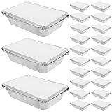 Baluue 25 piezas Bandejas de Aluminio con Tapa Bandejas para Hornear Desechables Resistentes para Asar Cocinar Camping y Catering para Comida Caliente y Fría