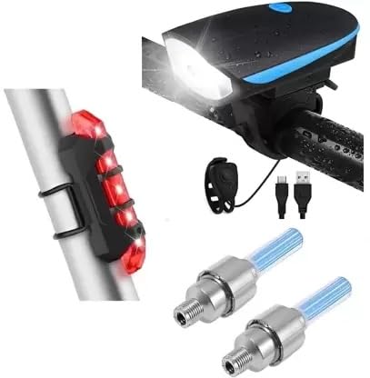 NSV Bicycle Set of LED Front Light with LED Tail Light and Valve Lights LED Front Rear Light Combo (Multicolor) (B0CT3FWPYX) Amazon Price History, Amazon Price Tracker