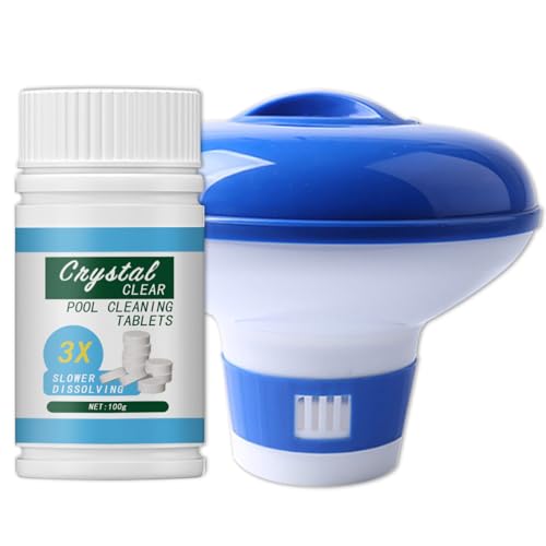 Hycago Floating Chlorine Dispenser with Chlorine Tablets for Hot Tub & Pool Floating Tablet Holder for Hot Tub Swimming Pool Spa 100PCS