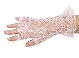Lace Luxe Wrist Length Half-Finger Gloves, Light Pink