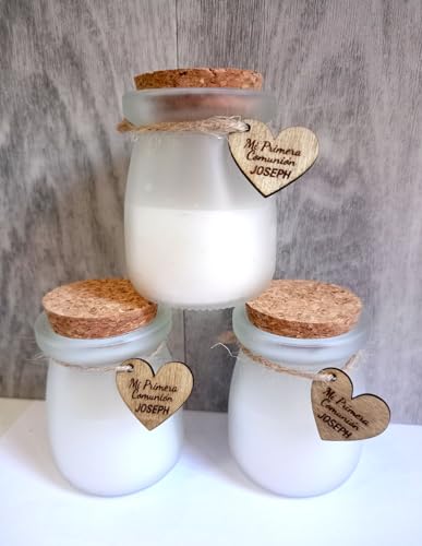 Set di 10 candele personalizzate – regalo per ospiti di nozze, ricordo comunione, regalo battesimo – candela profumata vaniglia personalizzata