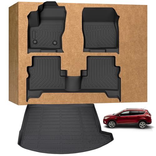 Floor Mats for Ford Escape 2013-2019, TPE Waterproof Non-Slip All Weather Protection Custom (Floor Mats & Cargo Liner)