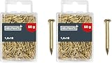 HELPMATE – Rundkopfstift 1,6x18 mm vermessingt – 50 Gramm – Drahtstifte aus Stahl – Nägel zum Einschlagen – Für Holzverbindungen & Bastelarbeiten (Packung mit 2)