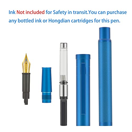 Image of Hongdian 1851 Sky Blue Forest Fountain Pen Medium Nib, Classic Design with Converter and Metal Pen Case