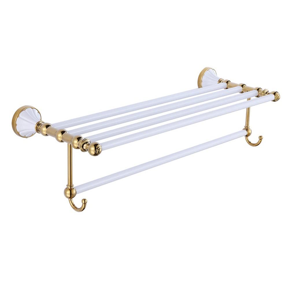 GLETSF Light White Gold Bath Towel Rack, Bathroom European Towel Holder, Stainless Steel Towel Shelf/Towel Rack