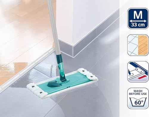 Leifheit rückenschonender Bodenwischer Combi M, reinigungsstarker Wischer mit 2-Faser Mikrofaser...