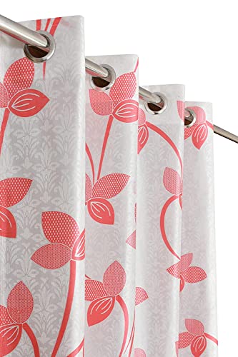 Image of Window Heavy Quality Print Curtains 5 Feet Long | High Tenacity Yarn Polyester Curtains | Premium Screens for Home Office | Prada for Living Room Bedroom | (Pink, 1pc)