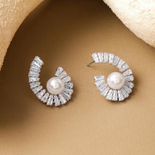 Image of Rubans Stud Earrings American Diamond Zirconia Stylish Jewellery Gift for Women & Girls