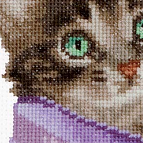 Thea Gouverneur - Counted Cross Stitch Kit - Sewing Basket Kitten - Aida - 16 Count - For Adults - 736A #TOP1