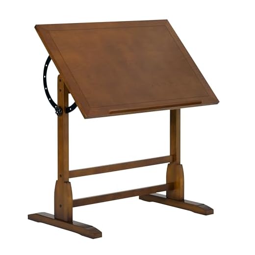 SD Studio Designs Vintage Rustic Oak Top Adjustable Drafting Craft Drawing Hobby Table Writing Studio Desk, 36''W x 24''D