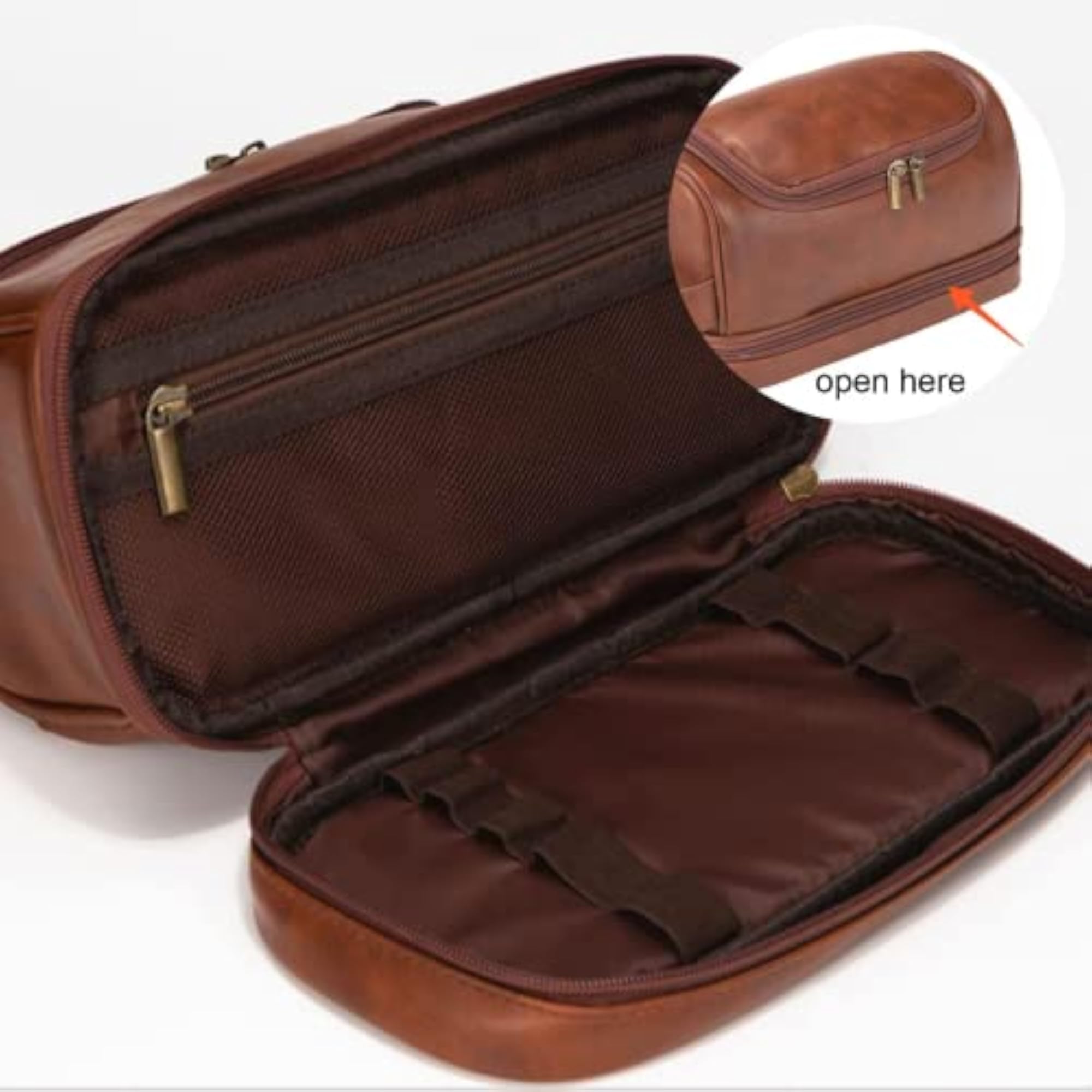 Personalized Leather Travel Dopp Kit for Men, Custom Name