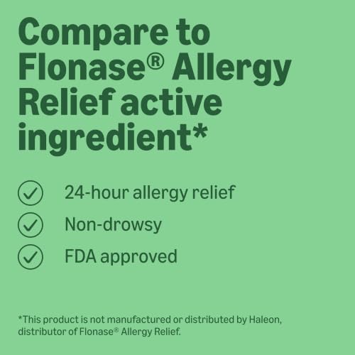 Image of Amazon Basics 24-Hour Allergy Relief Nasal Spray, Fluticasone Propionate (Glucocorticoid) 50 mcg, Full Prescription Strength, Non-Drowsy, 0.62 fl oz (Pack of 3) (Previously Care)