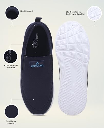 Image of Impakto Breezy Slip On Men Walking Shoes | Lightweight & Breathable Shoes for Travel & Casual | Padded Insole | Slip Resistant Outsole
