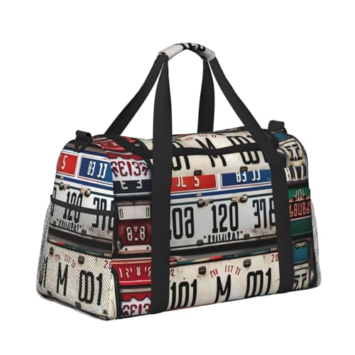 Old License Plate print Carry on Bag Underseat Personal Item Bag Travel Duffel Bag Gym Carry On Sports Bag3