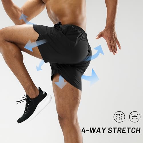 Image of MIER Men's Workout Running Shorts Lightweight Active 5 Inches Shorts with Pockets, Quick Dry, Breathable
