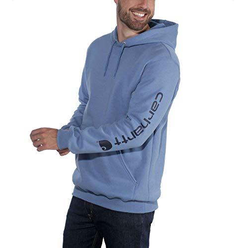 Image of Carhartt Men's Signature Sleeve Logo Midweight Sweatshirt Hooded
