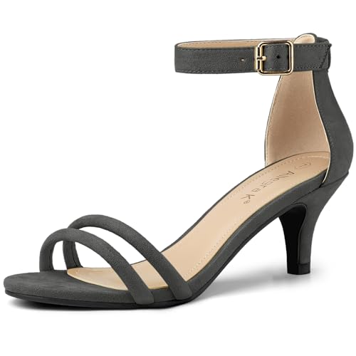 Sandales à talon chaton pour femme Allegra K gris 37.5 EU avec bride cheville réglable