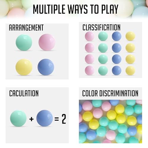 Image of Amazon Brand - Jam & Honey | 100 Multicolour Plastic Balls for Kids (6cm)| Fun Balls | Exercise & Fitness Non-Toxic, Soft and Safe | for Kids 12 Months + | Multicolor