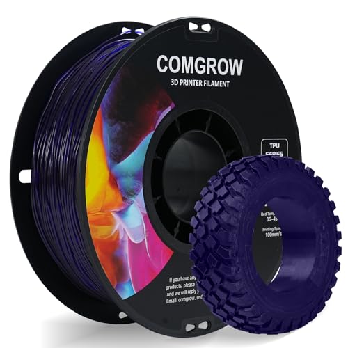 Image of Comgrow TPU Filament 1.75, Flexible 3D Printer Filament, 95A Soft fit Most 3D Printers Dimensional Accuracy + /- 0.02mm TPU Transparent Purple 1kg (2.2lbs)