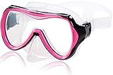AQUAZON Maui Junior Medium Schnorchelbrille, Taucherbrille, Schwimmbrille, Tauchmaske für Kinder, Jugendliche von 7-14 Jahren, Tempered Glas, sehr robust, tolle Paßform, Farbe:pink Junior