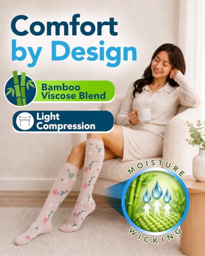 Image of Doctor's Select Bamboo Viscose Light Compression Socks for Women & Men - 3 Pairs, 8-15 mmHg Compression Socks, Knee High