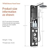 Thermostatic Shower Tower Column Panel, 3-Function 3-in-1 System with rain Shower Head, Handle and 4 Body Jets with Shelf (Black) - Image 6
